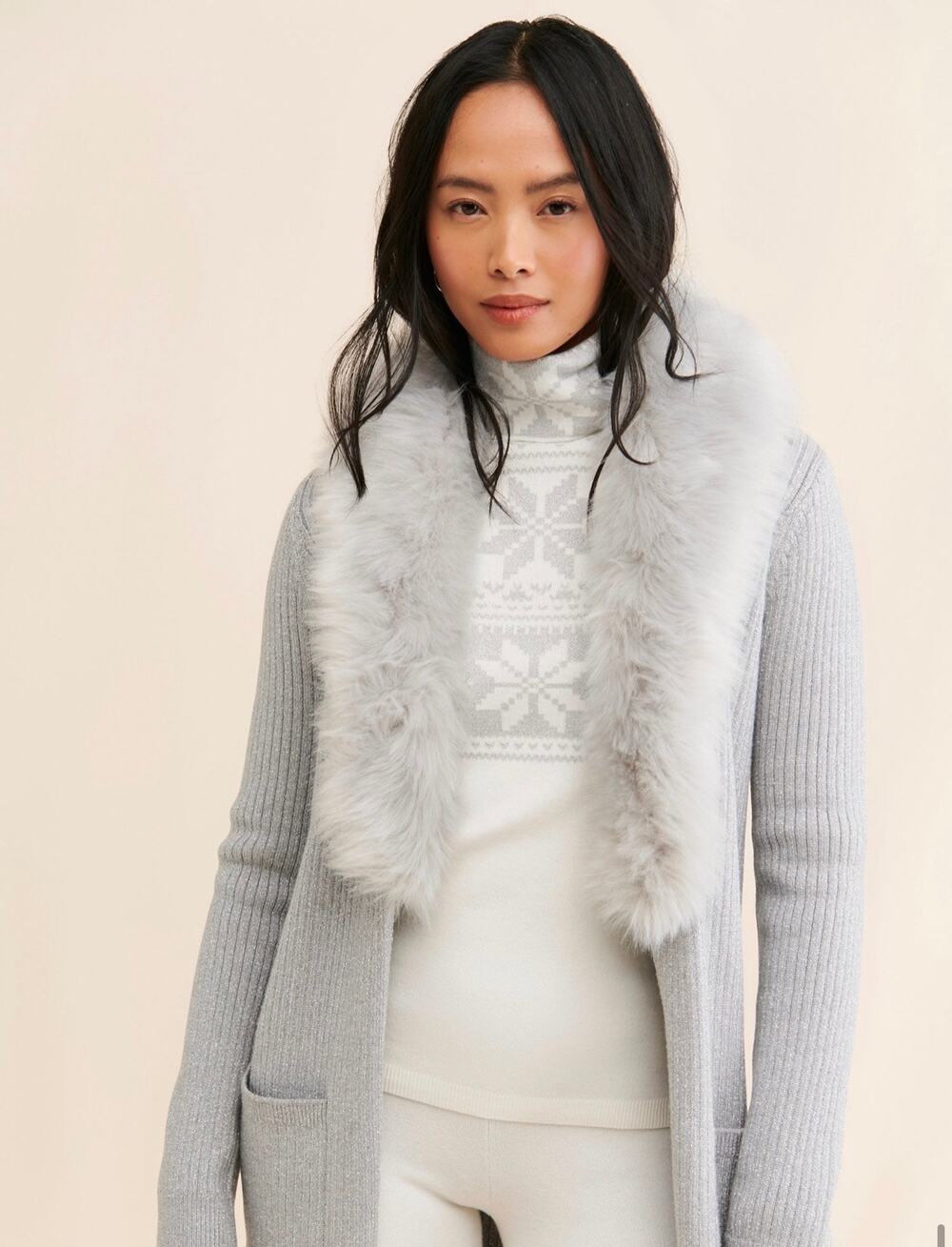 Show Me Your Mumu Lombardi Sparkle Faux Fur Collared Cardigan size small